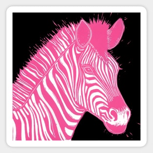 Pink Zebra Linocut Magnet